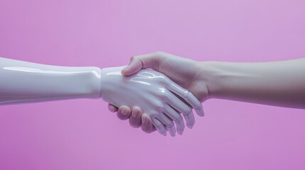 White resin stainless steel manipulator and female handshake: Technology and life blend
