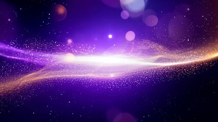 Galaxy-themed abstract light flow with cosmic bokeh effect on black background