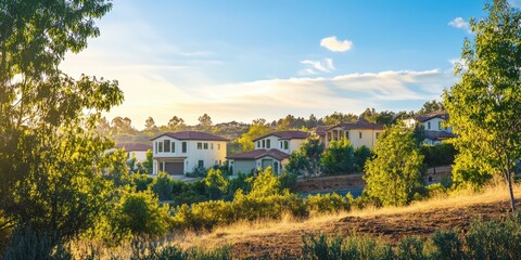 Naklejka premium A residential street in the master-planned community of Rancho Santa Fe, California.