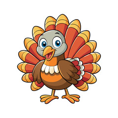 Vector Thanksgiving Cute Cartoon Turkey illustration template