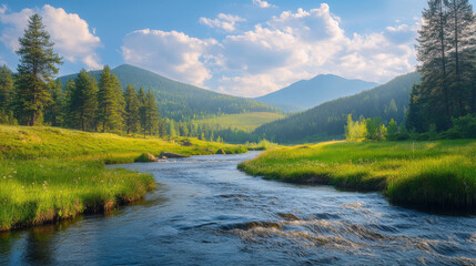 Serene Mountain River