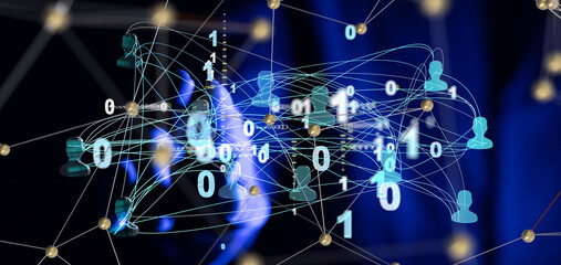 Abstract technology group and data 3d