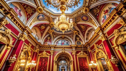 Fototapeta premium Renaissance Revival: Ornate, Gold, Fresco, Deep Red, Classical