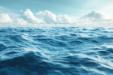 A serene ocean view with gentle waves under a bright sky, perfect for evoking tranquility and nature's beauty.