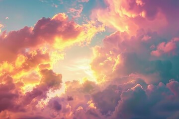 Fototapeta premium Aircraft soaring above clouds during golden hour