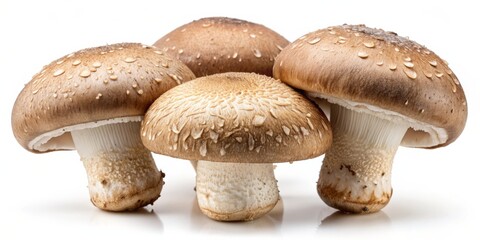 Shiitake Mushrooms with Water Droplets, White Background, Closeup, Food Photography, Shiitake, Mushroom, Food