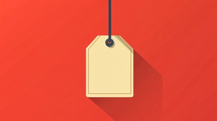Minimalist Graphic Illustration of Empty Sale Price Tag with Copy Space for Text.