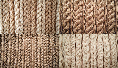 A flat surface of light brown knitted fabric with a visible texture and pattern, reminiscent of woven fabric material