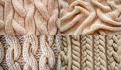 A flat surface of light brown knitted fabric with a visible texture and pattern, reminiscent of woven fabric material