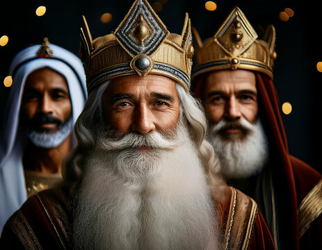 retrato de los tres reyes magos de Oriente