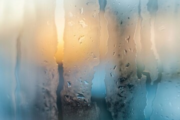 Close-up shot of a window with rain pouring down, great for weather or mood related concepts