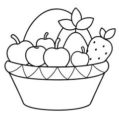 Fruit Basket Coloring Design art vector
