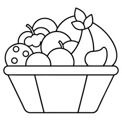 Fruit Basket Coloring Design art vector