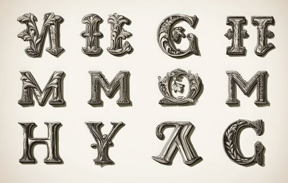 Examples of the use of the initial letters of the name Mabel in the design of a bookplate.