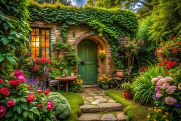 Fototapeta premium Secret Garden Hideaway: Concealed, Hidden, Enchanting, Wonder, Secluded