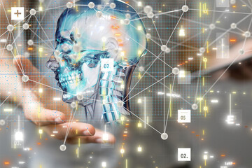 digital medical futuristic interface 3D rendering