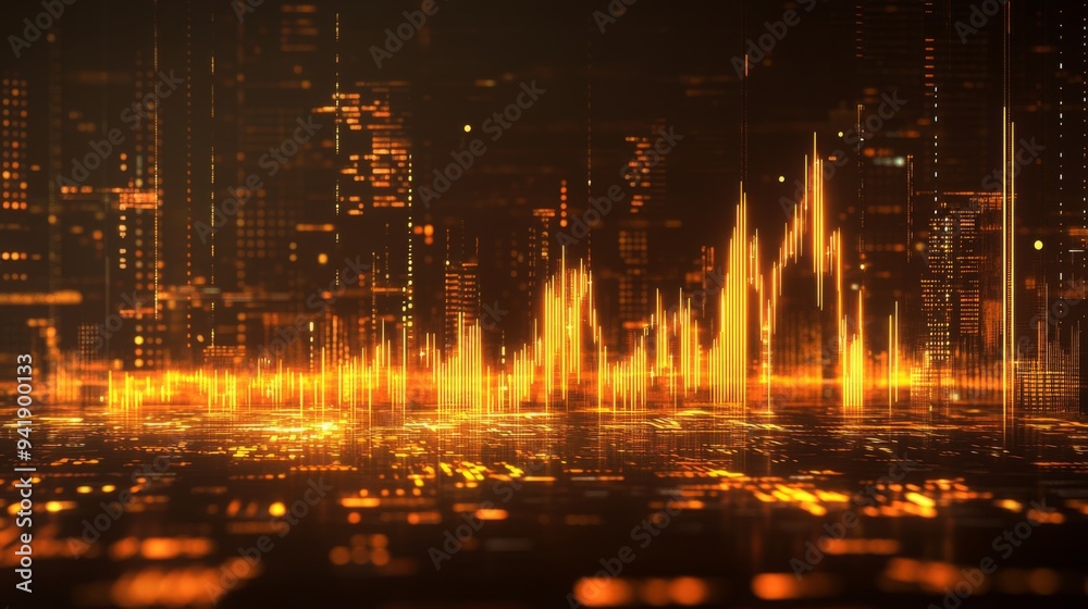 Wall mural A high-resolution image of a gold trading chart with candlestick patterns, showing recent price movements and technical indicators.