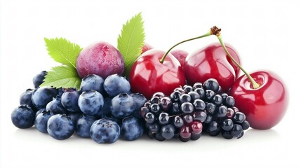 An Array of Vibrant Fruits: Blueberries, Cherries, and Plums Bringing Life to the Table for a Fresh and Healthy Feast.