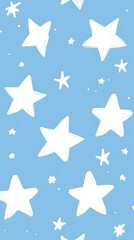 Obraz premium White Stars on Blue Background, Abstract Image, Texture, Pattern, Wallpaper, Cover and Screen of Smartphone, Cell Phone, Computer, Laptop, 9:16 and 16:9 Format