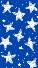 White Stars on Blue Background, Abstract Image, Texture, Pattern, Wallpaper, Cover and Screen of Smartphone, Cell Phone, Computer, Laptop, 9:16 and 16:9 Format