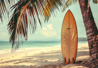 Surfboard on a Tropical Beach