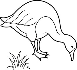 Fun goose line art illustration for kids' coloring book pages
