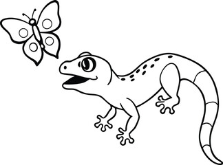 Fun gecko line art for kids' coloring book with easy outlines to color and create their unique gecko designs
