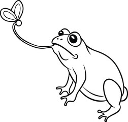 Simple frog line art perfect for kids coloring books encourages creativity with easy-to-fill spaces and playful designs
