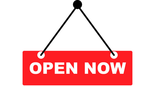 Open Now Label Sign Vector Illustration with No Background