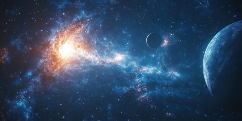 A Cosmic Landscape with a Starburst and Two Planets in a Starry Sky