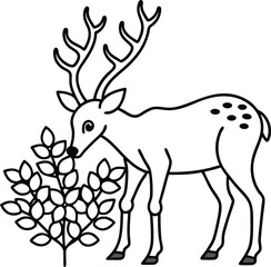 A simple deer line art illustration perfect for kids to color and bring to life with their creativity and imagination
