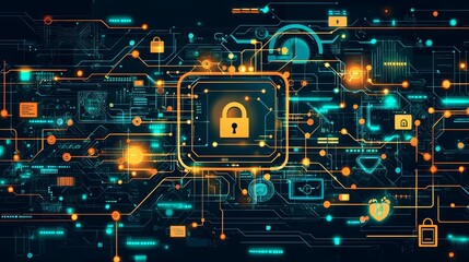 Fototapeta premium An abstract image of a secure network firewall, emphasizing multifactor authentication recovery procedures and credential validation