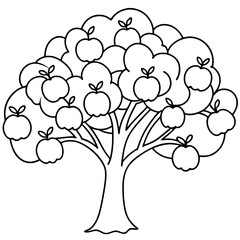 Fototapeta premium Fruit Tree Line Art