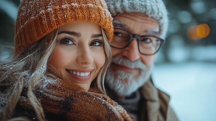 outdoor ice skating rink in winter with their granddaughter seniors.illustration