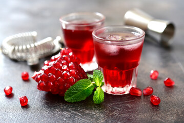 Pomegranate cocktail with mint.