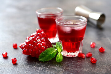 Pomegranate cocktail with mint.
