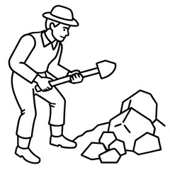 Geologist at Work Rock Examination with Hammer