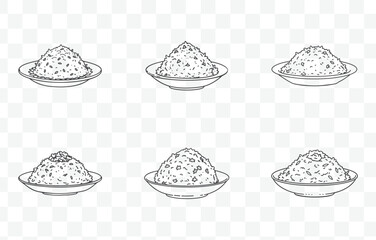 Print Khao Pad Fried Rice Art Vector Set Traditional Thai Cuisine Illustrations of Fried Rice Dishes