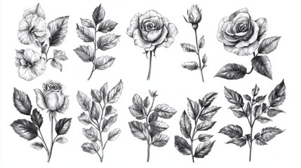 Botanical Beauty: Hand-drawn Nature Studies Sketch Collection