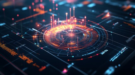A top-down view of a 3D radar chart with multiple axes and data points, showing financial metrics and comparisons between different investment options.