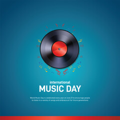 international music day. international music day creative poster, banner, social media post, background, template, postcard design etc. 