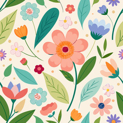 seamless floral pattern, seamless floral pattern with spring flowers