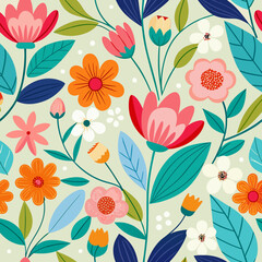 seamless floral pattern, seamless floral pattern with spring flowers