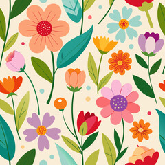 seamless floral pattern, seamless floral pattern with spring flowers