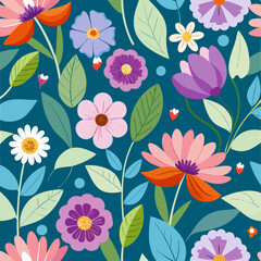 seamless floral pattern, seamless floral pattern with spring flowers