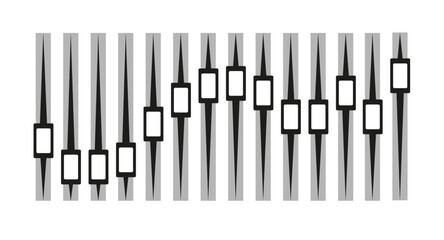 Equalizers template. Music audio. Faders of a mixer for audio production and control of equalization . Vector