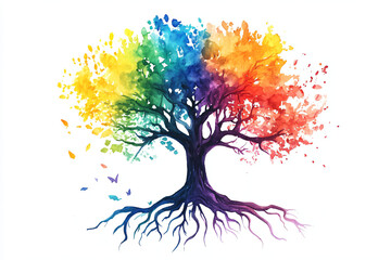 Rainbow Tree Watercolor.