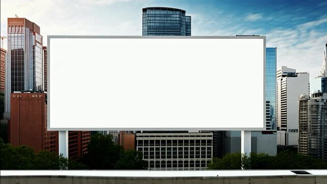 Large City Billboard Mockup: White Advertising Space for Creative Marketing and Brand Promotion in an Urban Setting