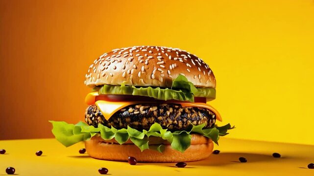 Delicious Vegan Burger with Fresh Vegetables: Healthy and Tasty Soy Protein Patty for a Wholesome Plant-Based Meal