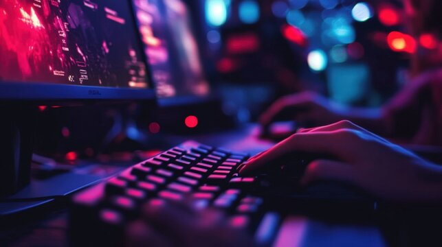 A person using a Dell computer with multiple screens